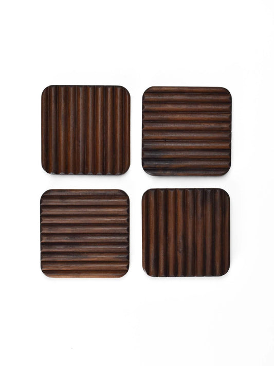 Black Walnut - Textured Coaster Set